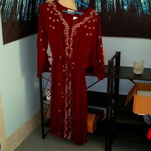 Red stitched dress